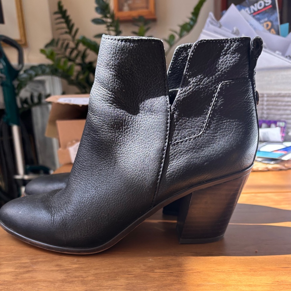 Franco Sarto Black Leather Ankle Bootie for Women